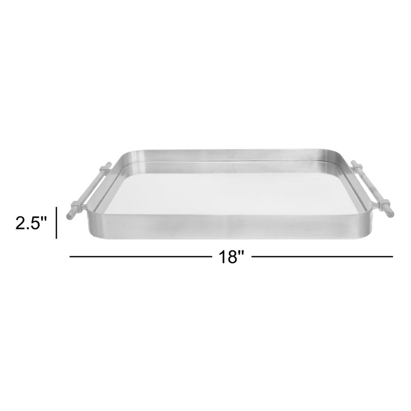 Antique Brass and Glass Rectangular Serving Tray