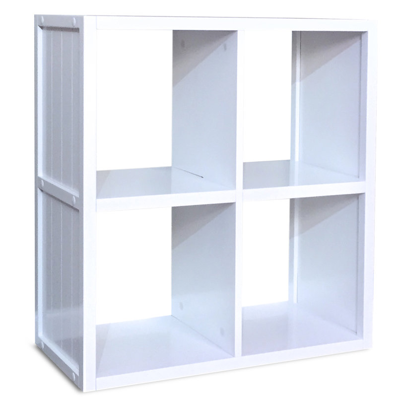 John Louis Home Solid Wood Cube Organizer, White, (4 Shelves) 27.75"H x 25.5"W x 11.75D