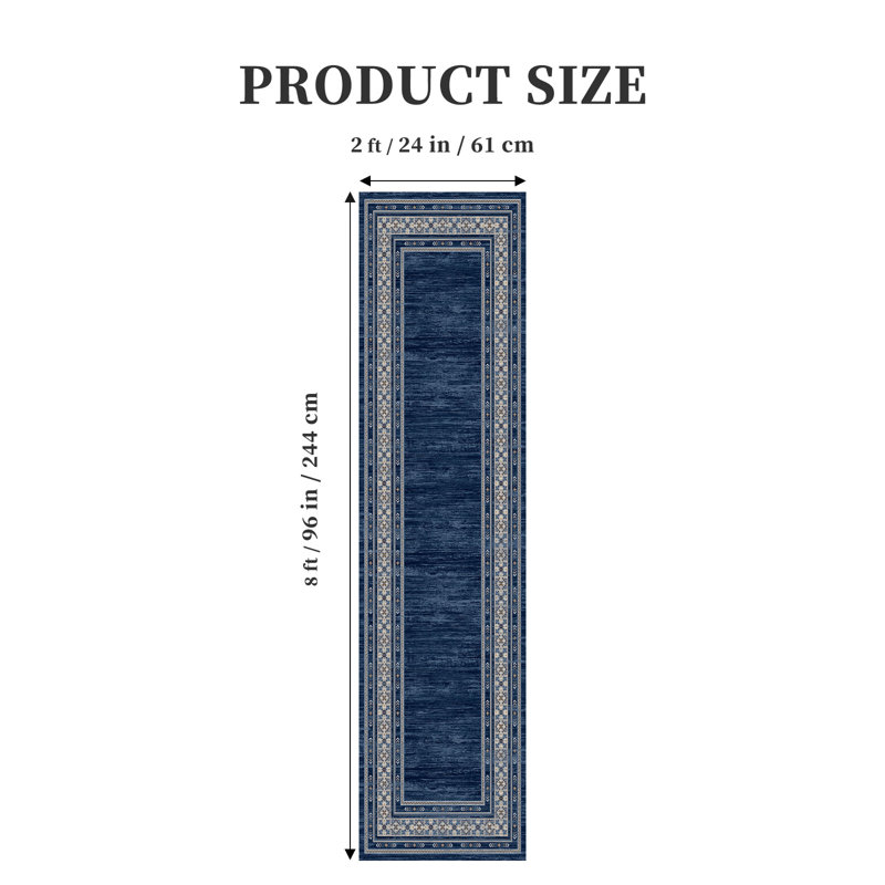 Tapis de couloir classique durable, non pelucheux, résistant aux taches et doté d'un envers antidérapant pour les endroits très passants
