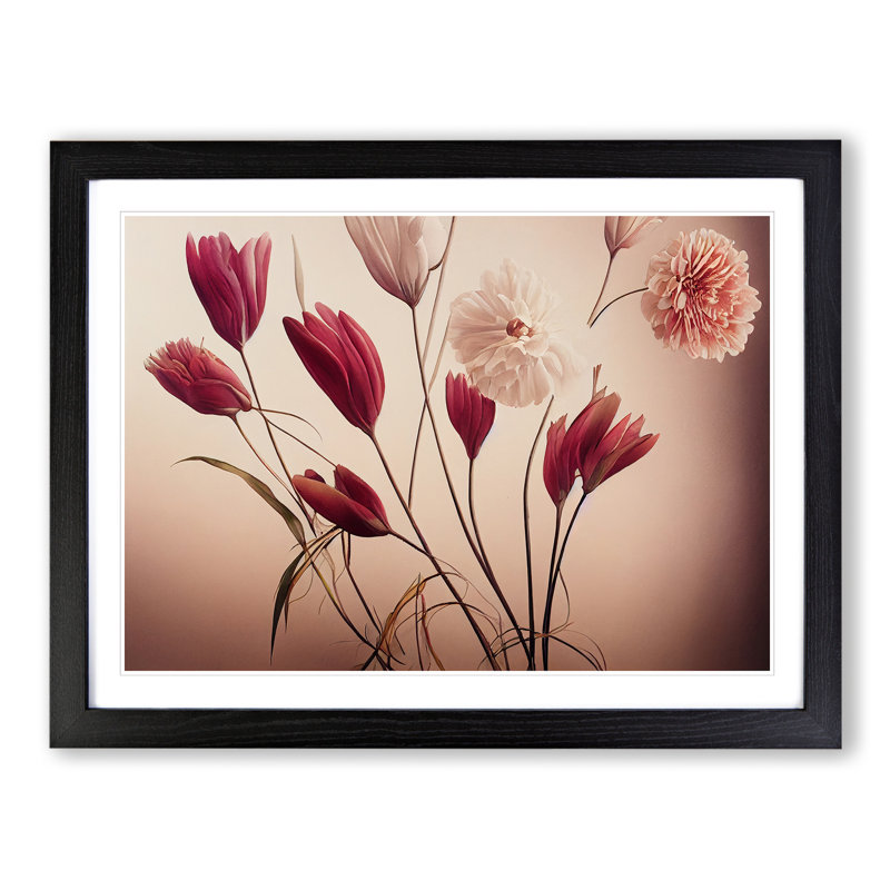 Astounding Flowers - Single Picture Frame Print, 46cm H x 64cm W, Black