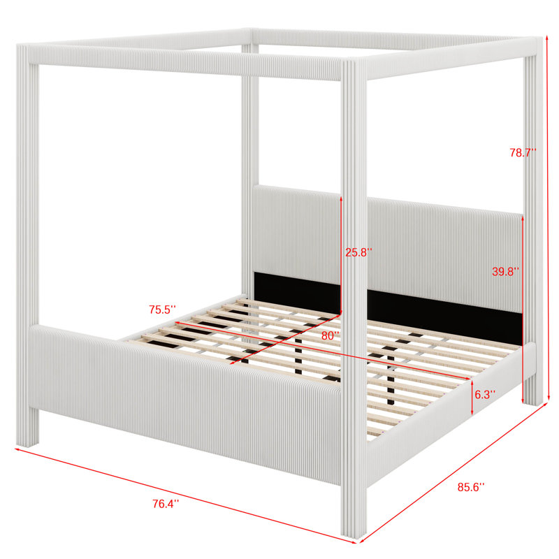 Upholstered Bed, King, Beige