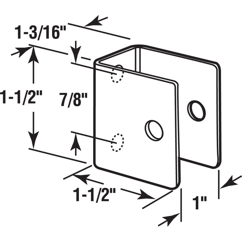 Support en U Prime-Line, pour panneaux de 1 po, acier inoxydable, finition satinée avec attaches (paquet simple)