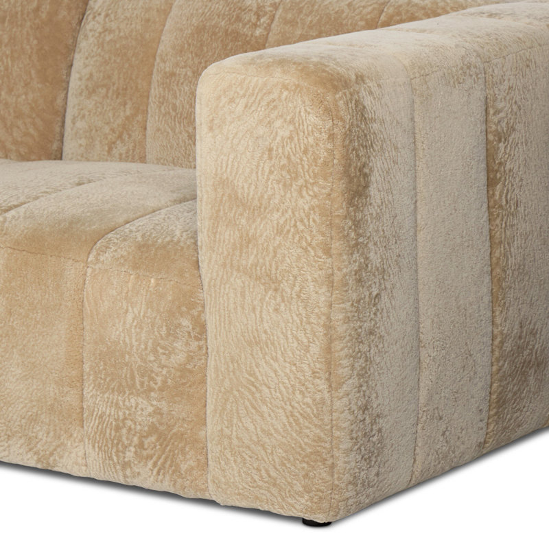 Curteria Upholstered 160 " Genuine Fur U-Shaped Sofa & Chaise, Left Hand Facing