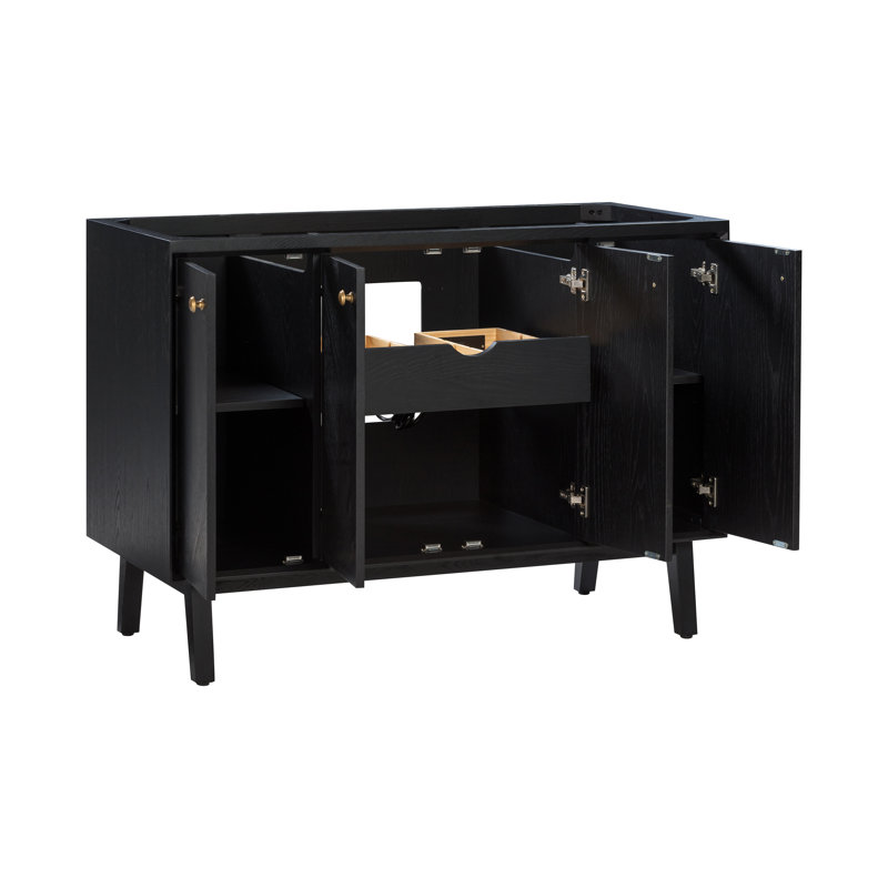 Adele 48'' Black Oak Single Bathroom Vanity Base