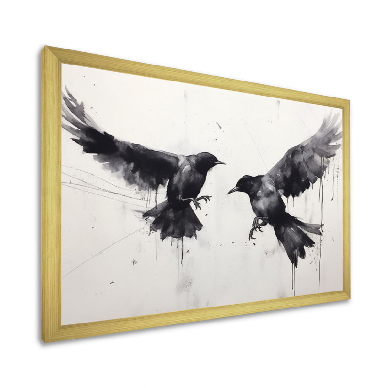 Impression sur toile, corbeau mystique - Mystic Ravens I, H 16 po x l 32 po x P 1 po, Cadre doré simple
