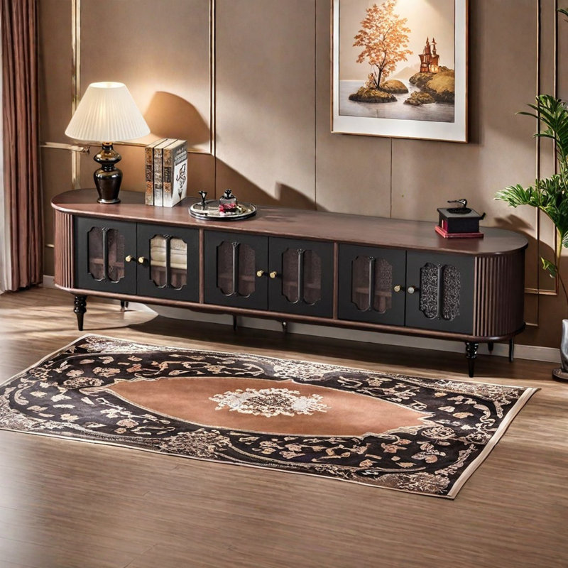 Un meuble télé rétro de style moyen, H 22,4 po x L 86,6 po x l 15,7 po 