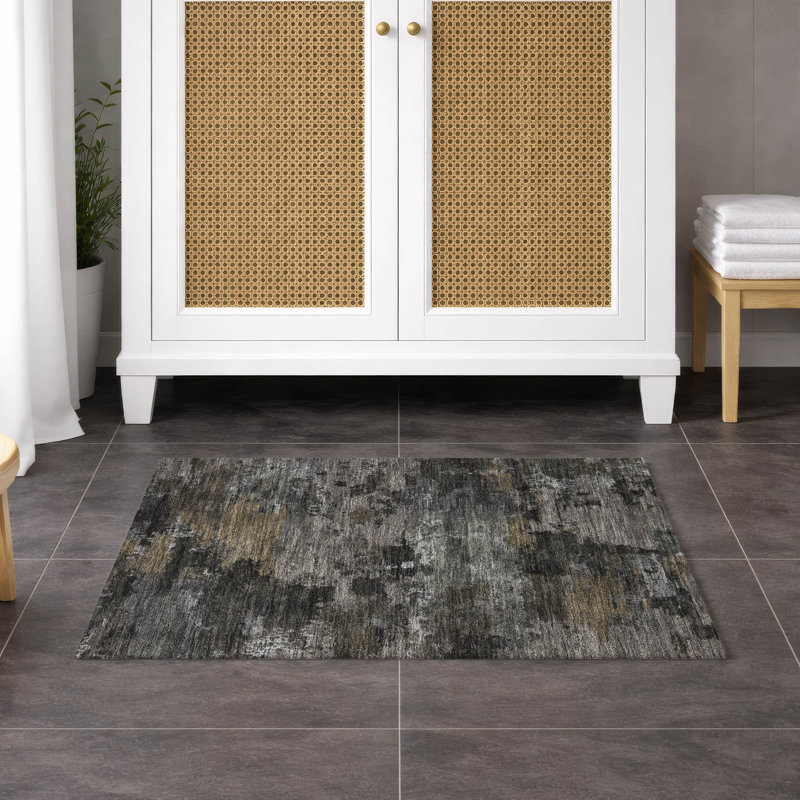 Machine Washable Indoor/Outdoor Chantille ACN2813 Abstract Rug, 1'8" x 2'6", Pewter