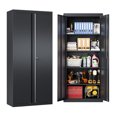 Heavy-Duty Steel Storage Cabinet（70.87″H × 31.5″W × 15.7″D） With Lock And 4 Adjustable Shelves For Garage And Office