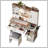 Farmhouse Vanity Desk with Sliding Mirror and Lights, Vanity Set with Glass Top and Charging Station ,Dressing Table with 4 Drawers and 2 Cabinets, Dressing Table with Stool for Bedroom, White-109919681