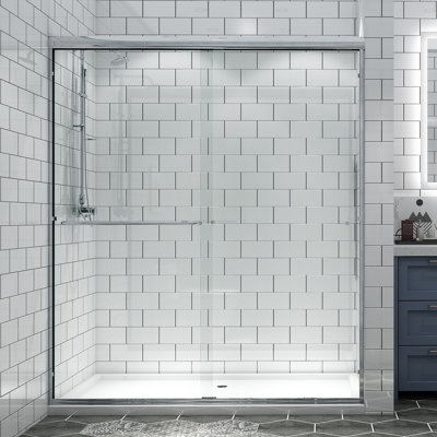 60'' - W x 70'' H Bypass Door Shower Door with Clear Glass And Handle