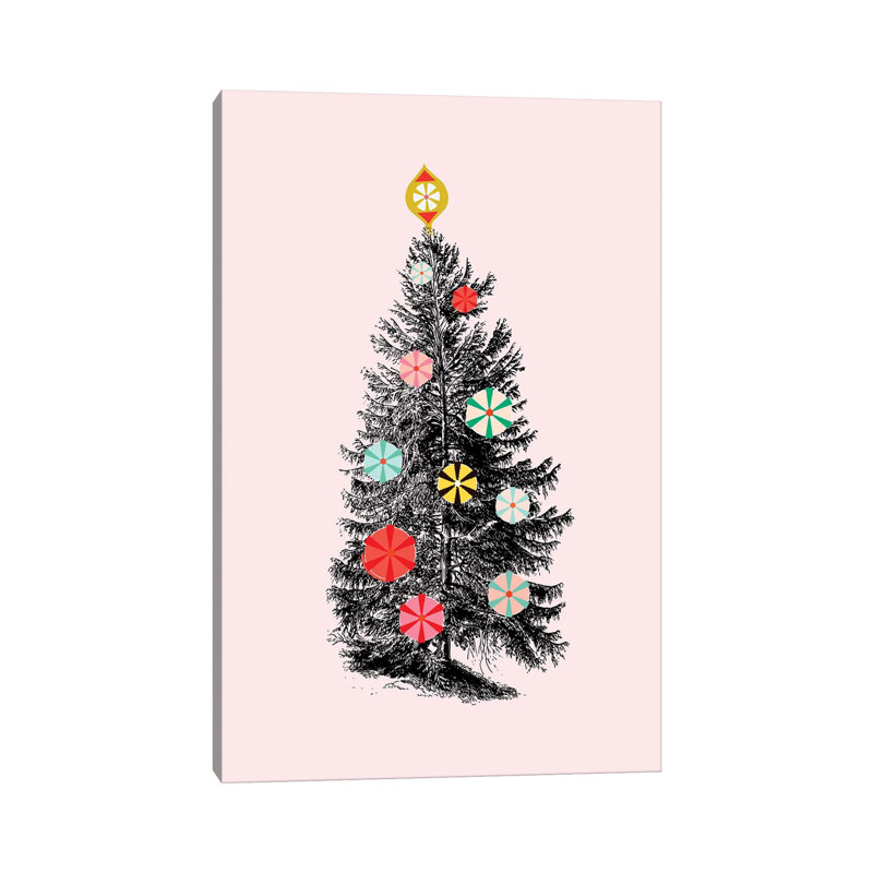 Retro Christmas Tree III by Show Me Mars - Gallery-Wrapped Canvas Giclée on Canvas, Canvas, 20.32 cm H x 30.48 cm W