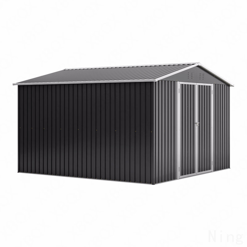 Outdoor Storage Shed 10X10 FT, Utility Metal Tool Storage With Lockable Doors And Updated Frame Structure, Large Metal Garden Shed