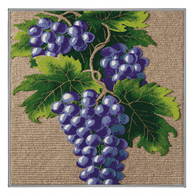  Tapis lavable avec raisins et gouttes de lune, Carré 3 pi