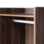 Commode brune, garde-robe ouverte avec rangement