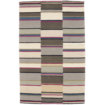 Rectangle Lynnie Multicolored Stripes 5' X 8' Hand-Tufted Modern Rug
