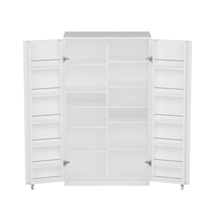 Multi-Purpose Cabinet with Numerous Shelves, White Finish, 35.4 x 62.2 x 19.0 inches | 100% Chipboard, Wall-Mountable Design | Ideal for Organizing Home or Office Spaces, Stylish and Functional Storage Solution