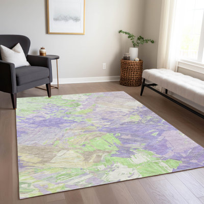 Machine Washable Indoor/Outdoor Cinead ACN1713 Lavender Rug