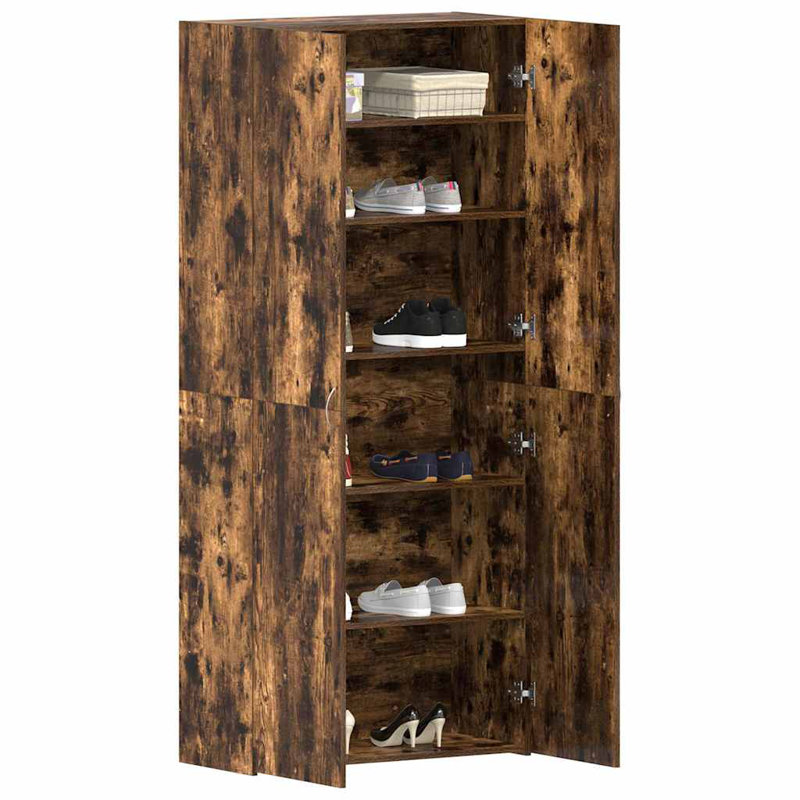 Shoe Cabinet With Door 80 X 35.5 X 180 Cm Engineered Wood, Brown/Black