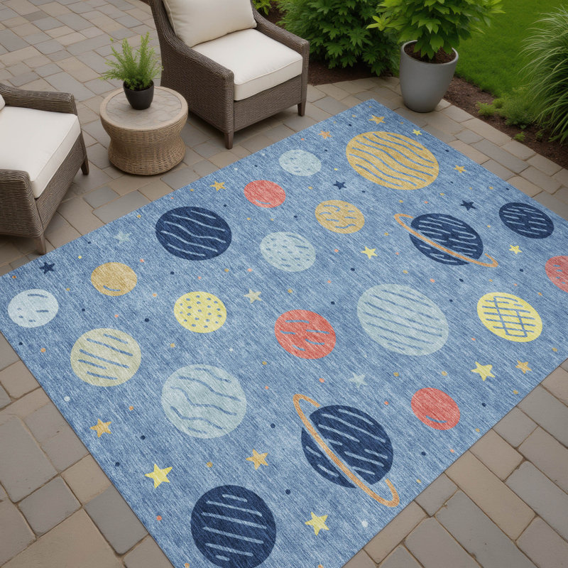 Tapis intérieur / extérieur lavable à la machine pour enfants ACN2619, Bleu, 2 pi 6 po x 3 pi 10 po