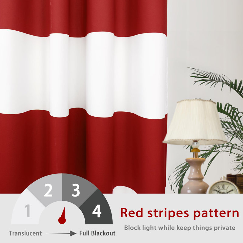 Eastcote Striped Room Darkening Grommet Curtains, Red, 52" W x 84" L
