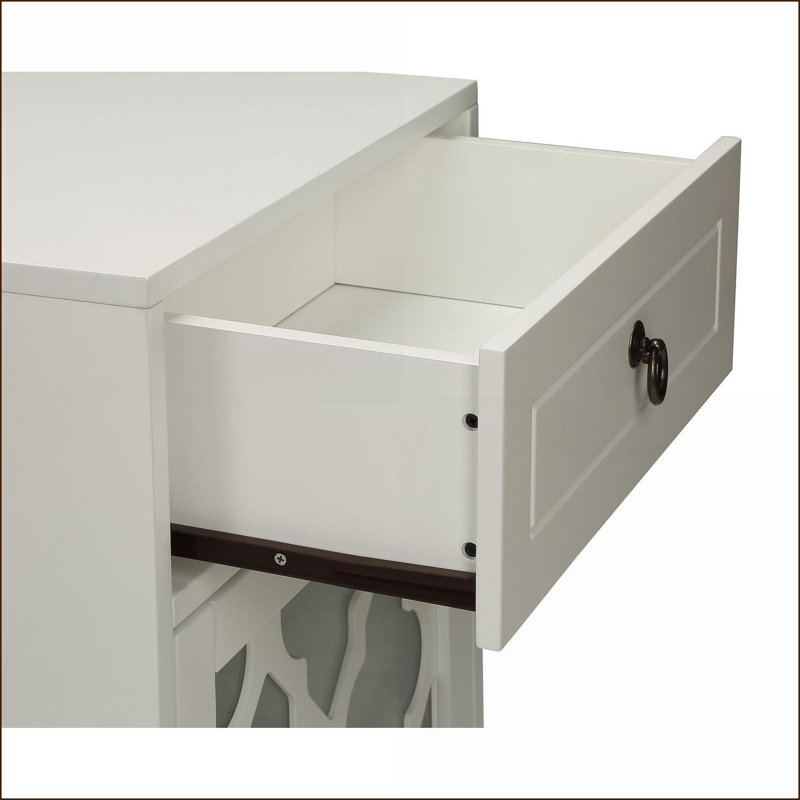 Table basse à finition blanche avec tiroir Ceara Porte vitrée, rangement polyvalent pour les petits espaces