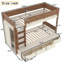 Lit superposé simple au dessus d'un lit simple / simple TG au dessus d'un lit double avec 4 tiroirs, lit en bois massif avec garde-robe et garde-corps, aucun sommier nécessaire, beige et naturel-458015351
