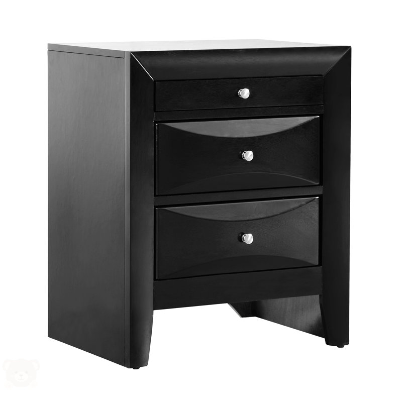 Table de chevet noire élégante avec tiroirs