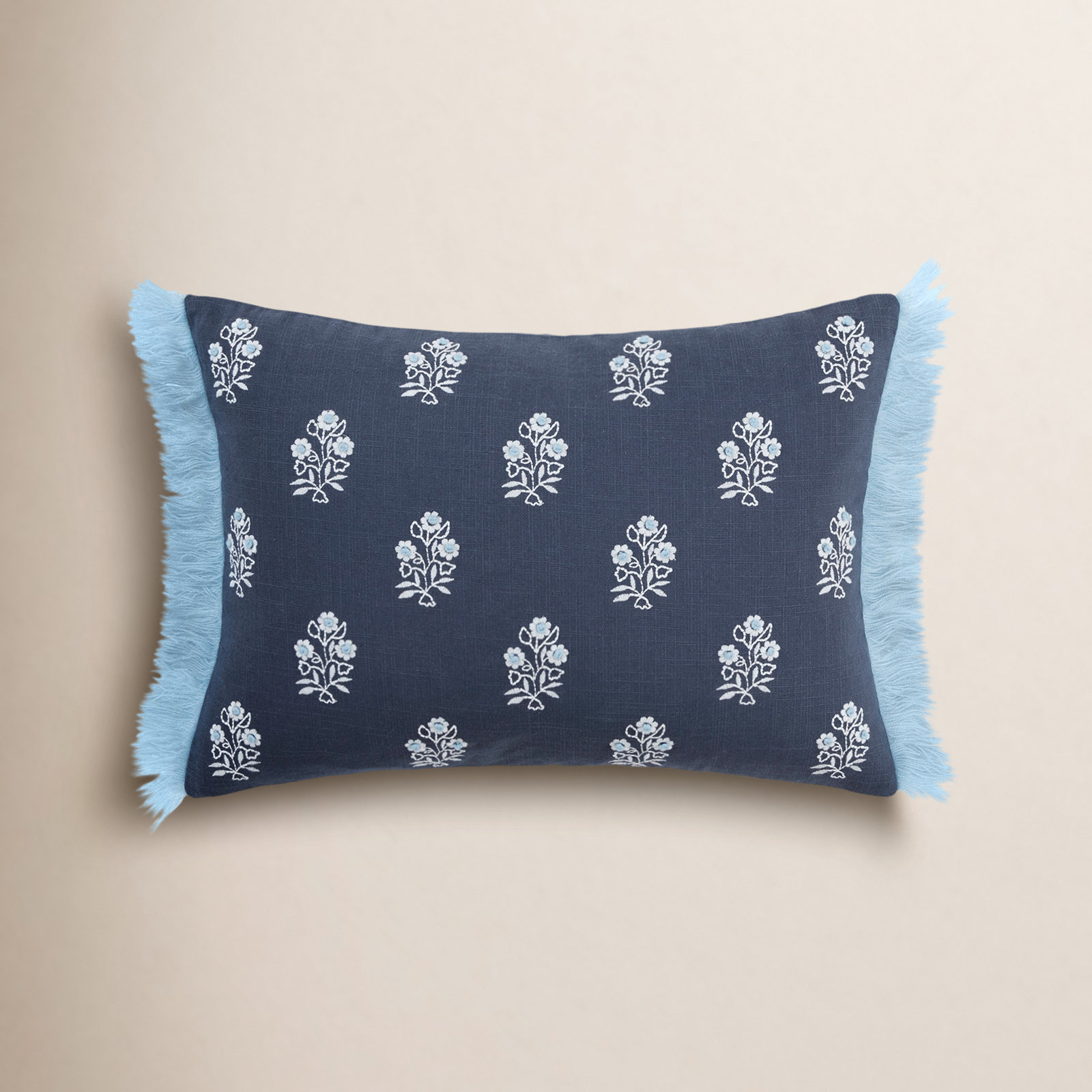 Leigha Fringed Cotton Lumbar Throw Pillow