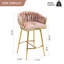 Ensemble de 2 tabourets de bar modernes de 66 cm (26 po) de hauteur comptoir, pieds et repose-pieds en métal chromé doré, chaises de salle à manger rembourrées pour îlot de cuisine, coiffeuse, café-1053497628