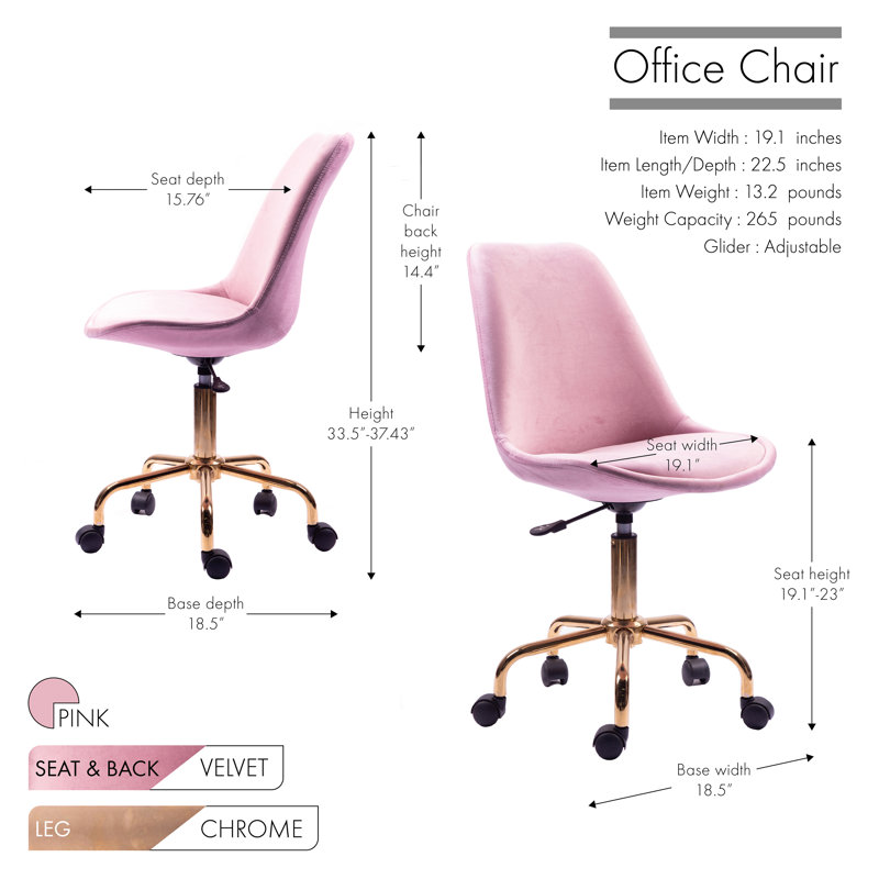 Velvet Task Chair, Pink