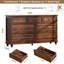 Commode de style champêtre de 137 cm (54 pouces) à 7 tiroirs avec pattes en bois massif, façades de tiroirs géométriques et poignées couleur laiton antique-2098525512