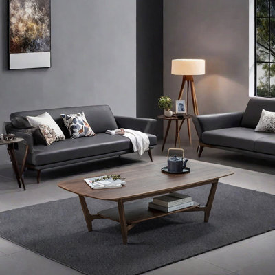 All-solid black walnut wood coffee table