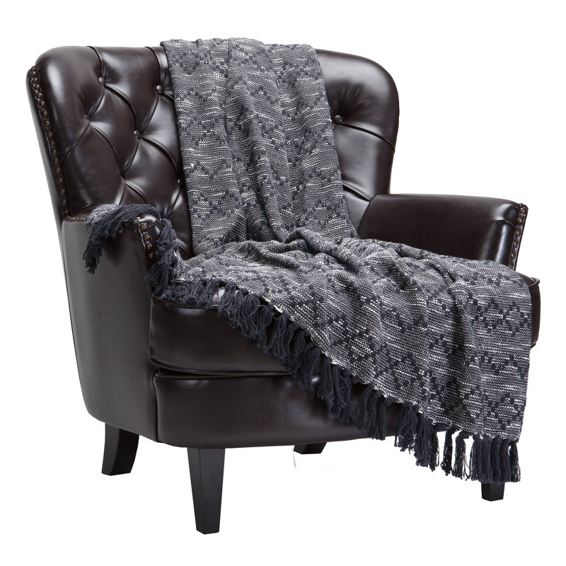 Diamond Soft Cotton Throw, Black