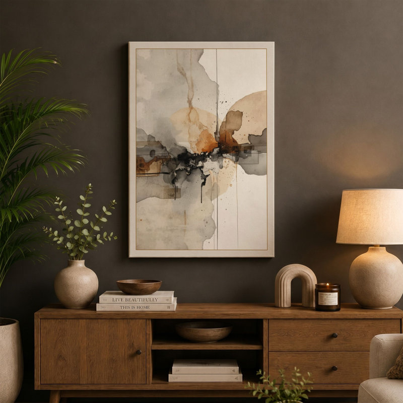 Explosive Centre Abstract - Wrapped Canvas, 18x12 - 45.7 x 30.5 cm, Teal Border