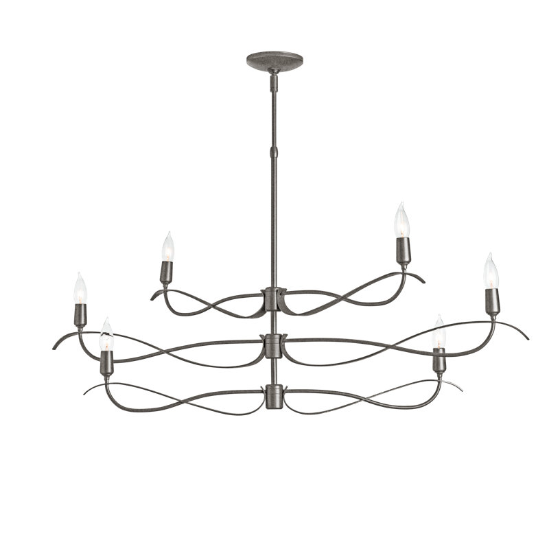 Willow 6 - Light Candle Style Classic Chandelier, Natural Iron, Small
