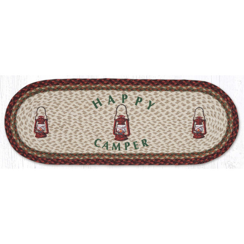 Earth Rugs Happy Camper Oval Table Runner 36" H, Happy Camper
