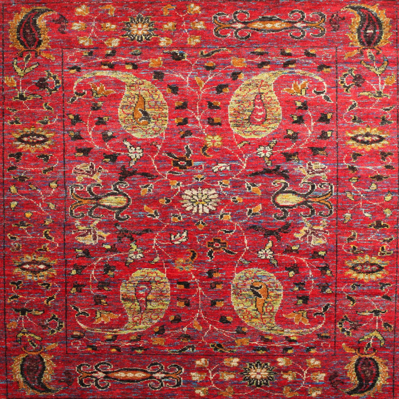 Tapis oriental rose / rouge / jaune, Rond 6 pi