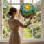 Panneau de vitrail 12 "H Sunshine Landscape-520937583