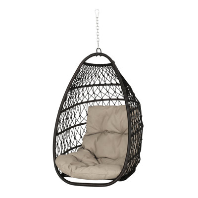 Chaise d'extérieur suspendue avec panier pliable, matériau principal en tissu brun, profondeur de 29,18 po, largeur de 32,19 po, hauteur de 46,84 po, poids de 18,56 lb, assemblage et installation professionnelle pour les loisirs, tissu, 29 po