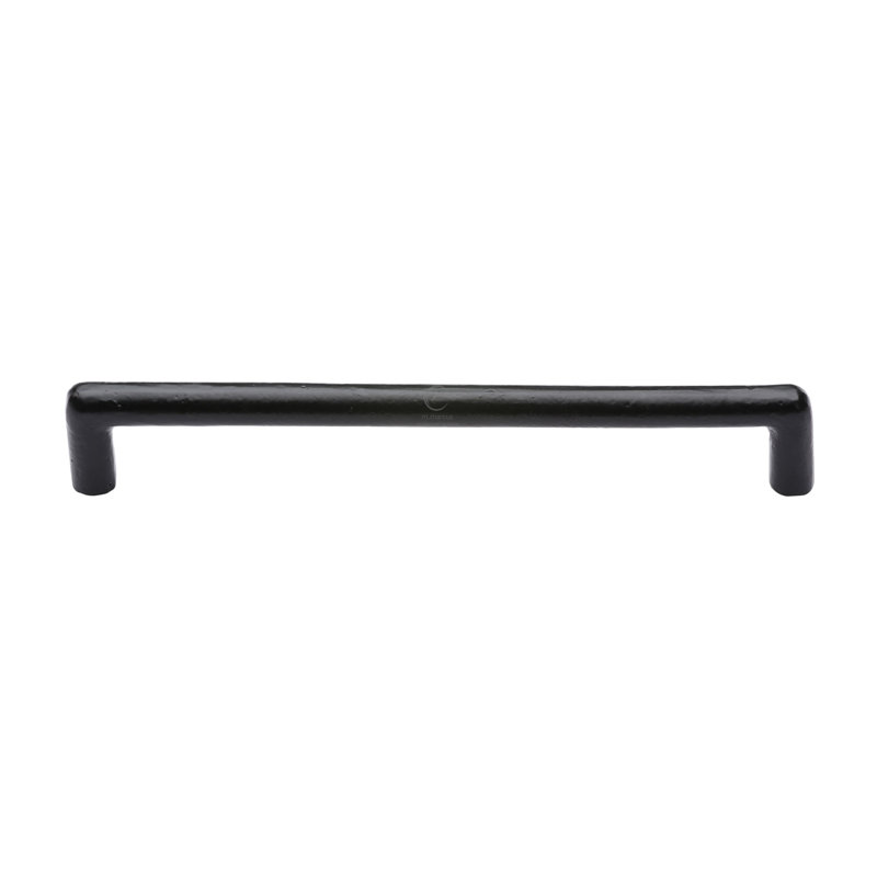 Heritage Brass Tudor Matt Black Rustic Iron Cabinet Pull Round Design, 19.2cm H x 1.3cm W x 3.5cm D