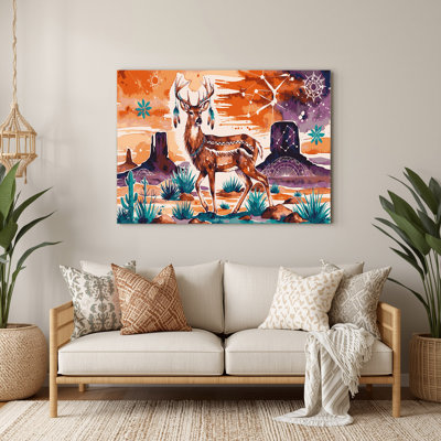 Southwestern Animals Deer 19 Brown Metal Wall Art