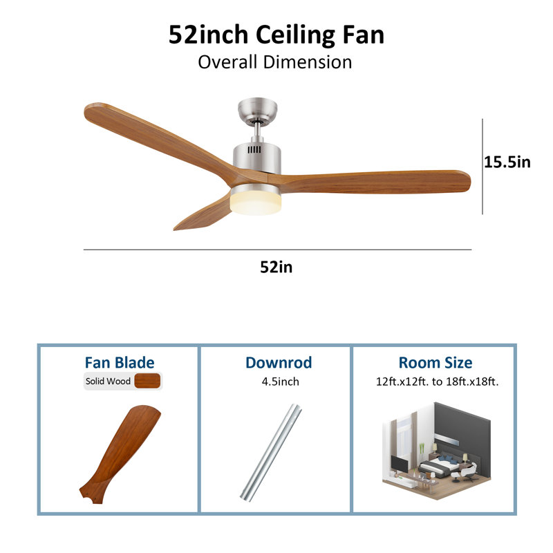 Amontay 52'' Ceiling Fan with LED Lights