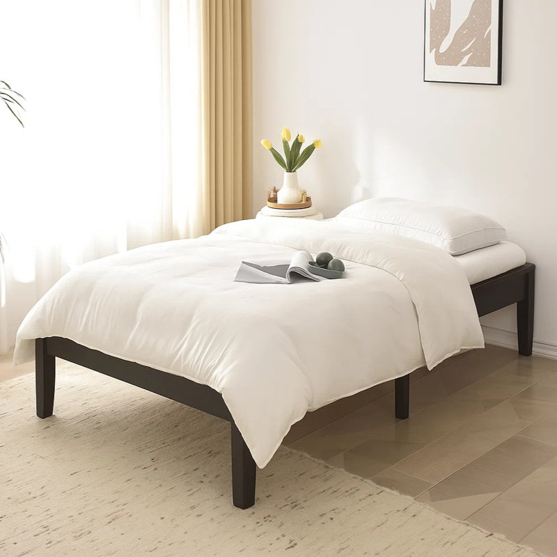 Solid Pine Wood Platform Bed Frame, Twin, Black