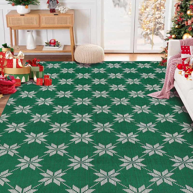 Christmas Eve Foldable Carpet - 2x3ft Thin Low Pile Accent Rug, Rectangle 6' x 9'1"