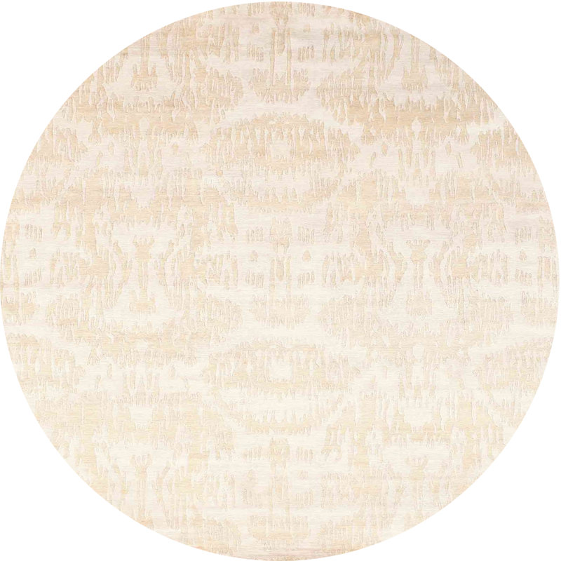 Tapis contemporain crème / beige, Rond 4 pi