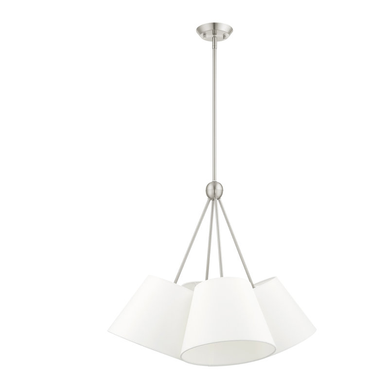 Lustre sphérique à 4 lumières Grove, Blanc cassé, Nickel brossé