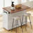 46.5'' Farmhouse Kitchen Island with Beaded Drape, Power Outlet, Drop Leaf, and Ample Storage on Lockable Wheels.-66335173