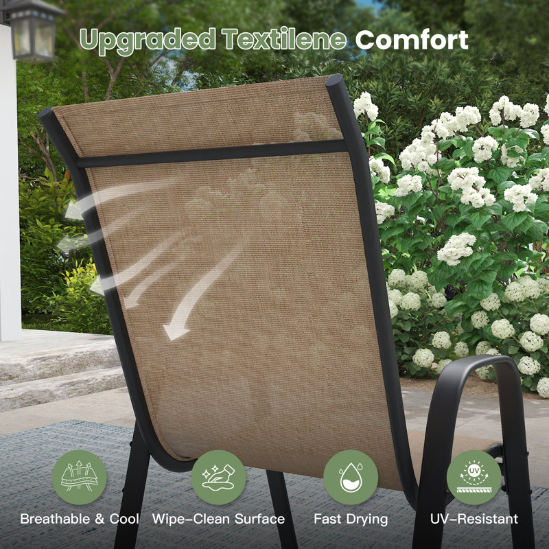 Stackable Patio Dining Chairs, Brown