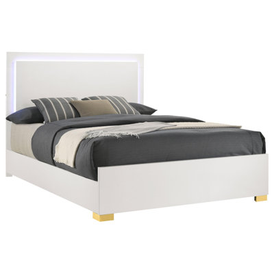 Marceline Wood Queen LED Panel Bed Black