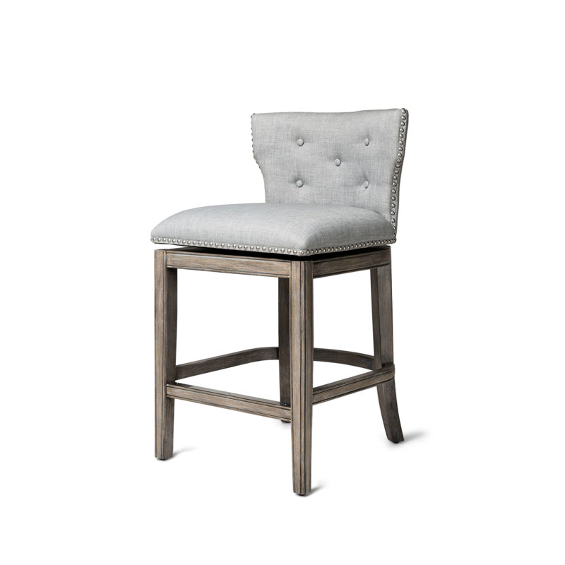 Maven Lane Hugo Stool with Fabric Upholstery, Bar Stool (31" Seat Height), Reclaimed Oak